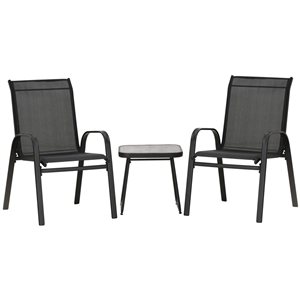 Outsunny 3-Piece Patio Bistro Set with Stackable Chairs and Square Table