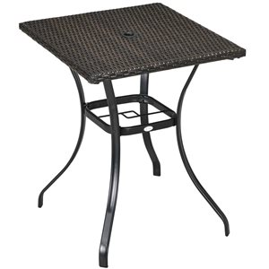 Outsunny Brown Wicker Dining Table with Umbrella Hole