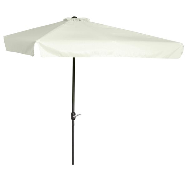 Demi-parasol de patio Outsunny de 7,5 pi avec manivelle, blanc crème