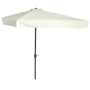 Demi-parasol de patio Outsunny de 7,5 pi avec manivelle, blanc crème