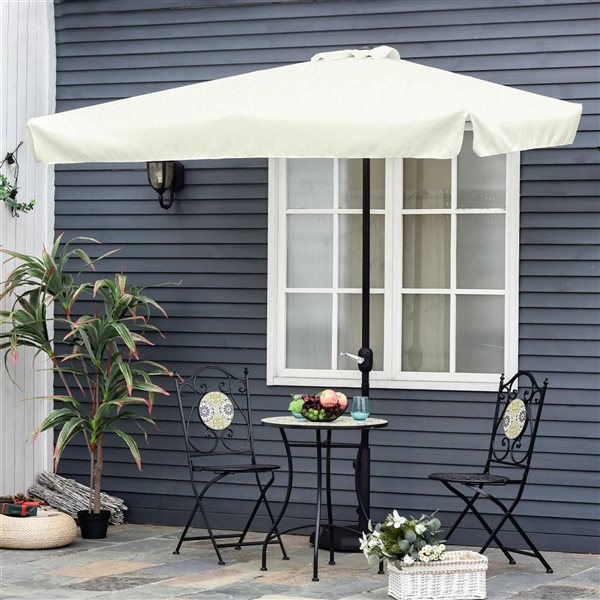 Outsunny 7.5-ft CreamOutdoor Patio Half Umbrella with Crank Handle