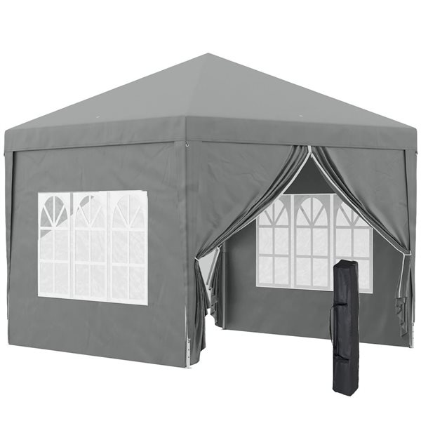 Outsunny 10'x10' Outdoor Pop Up Party Tent with Carrying Bag Light Grey