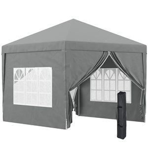 Outsunny 10'x10' Outdoor Pop Up Party Tent with Carrying Bag Light Grey