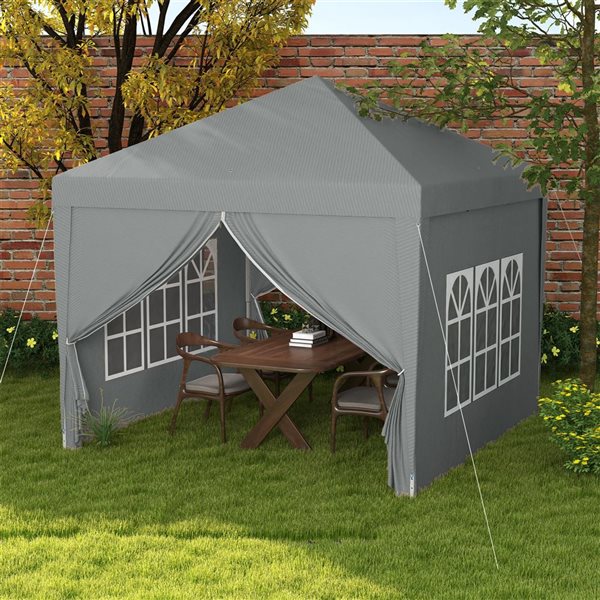 Outsunny 10'x10' Outdoor Pop Up Party Tent with Carrying Bag Light Grey