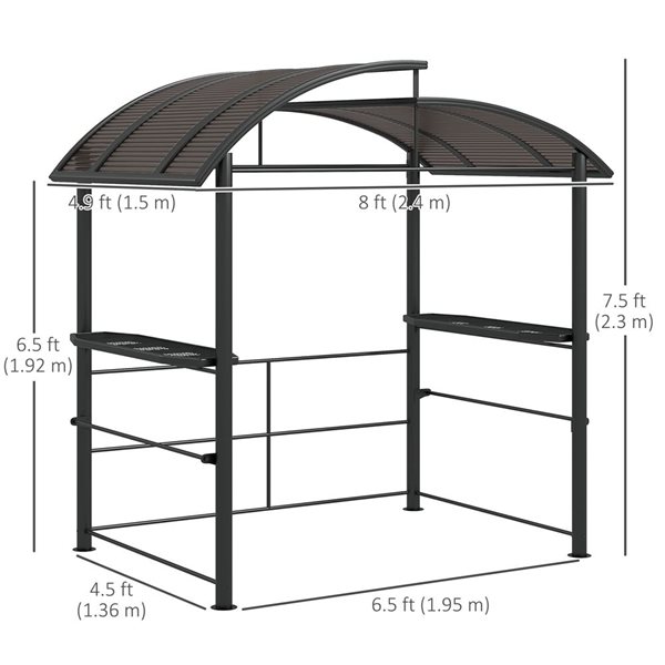 Outsunny 8 x 5-ft Grill Gazebo Shelter with Vented PC Roof and Side Shleves