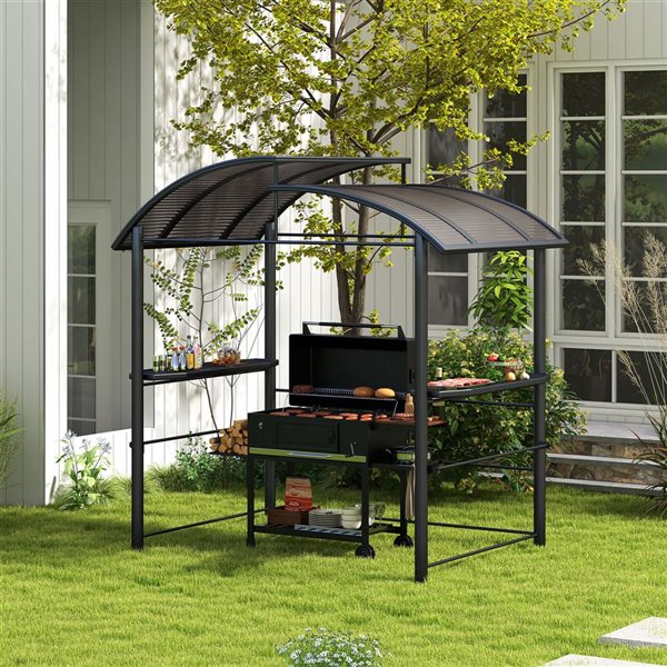Outsunny 8 x 5-ft Grill Gazebo Shelter with Vented PC Roof and Side Shleves