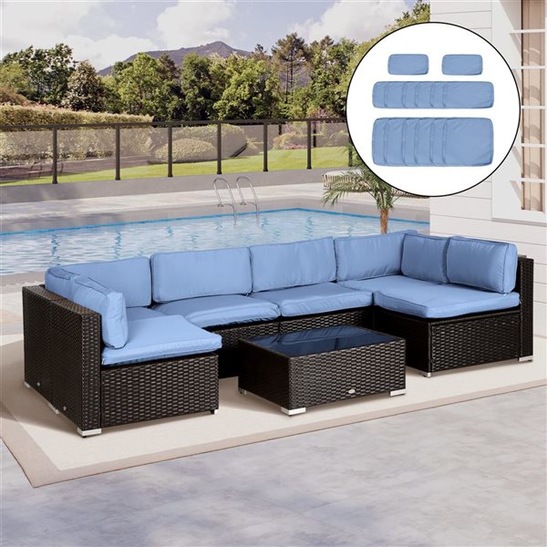 Housse de coussin pour ensemble de canapé de patio Outsunny 14 pièces