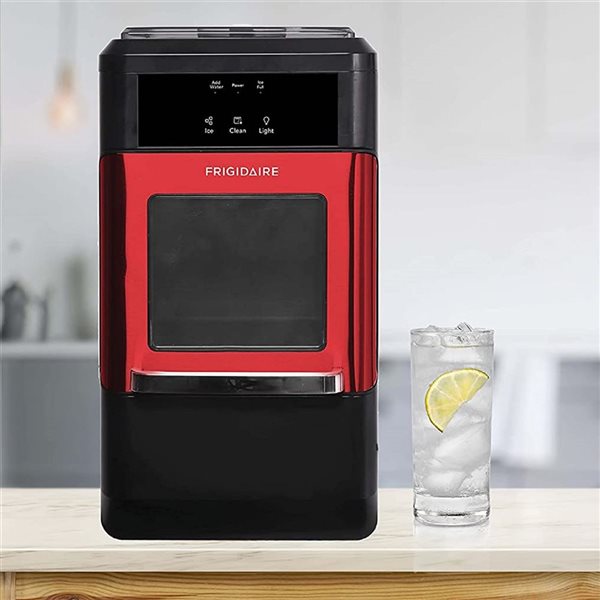Frigidaire Countertop  Crunchy Chewable Nugget Stainless Steel Ice Maker - Red