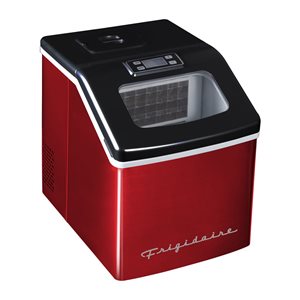 Machine à glaçons carrée compacte et transparente Frigidaire 40 lb avec fenêtre, acier inoxydable rouge