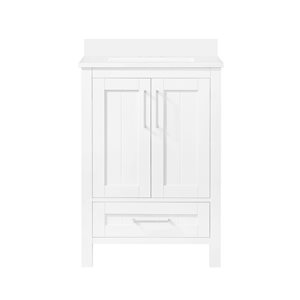 OVE Decors Kansas 24-in W x 19-in D x 34-in H Single Sink Bath Vanity in White with White Engineered Stone Top