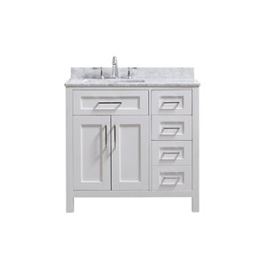 OVE Decors Tahoe 36-in W x 21-in D x 34-in H Single Sink Bath Vanity in White with Carrara Marble Top