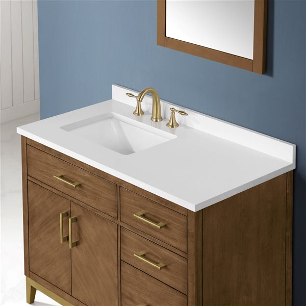 OVE Decors Diya 42-in W x 22-in D x 34-in H Single Sink Bath Vanity in Macchiato with White Engineered Stone Top