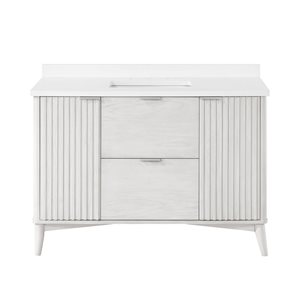 OVE Decors Gabi 48-in W x 22.1-in D x 34.5-in H Single Sink Bath Vanity in Washed White w/ White Engineered Marble Top