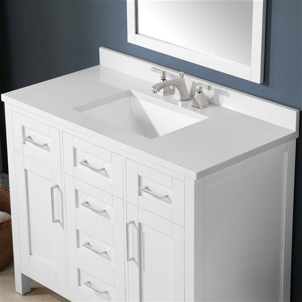 OVE Decors Tahoe III 42-in W x 21-in D x 35-in H Single Sink Bath Vanity in White with White Engineered Stone Top