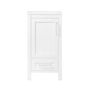 Meuble-lavabo blanc simple avec plan en céramique blanche Kansas par OVE Decors, 18 l. x 16 p. x 34 po h.