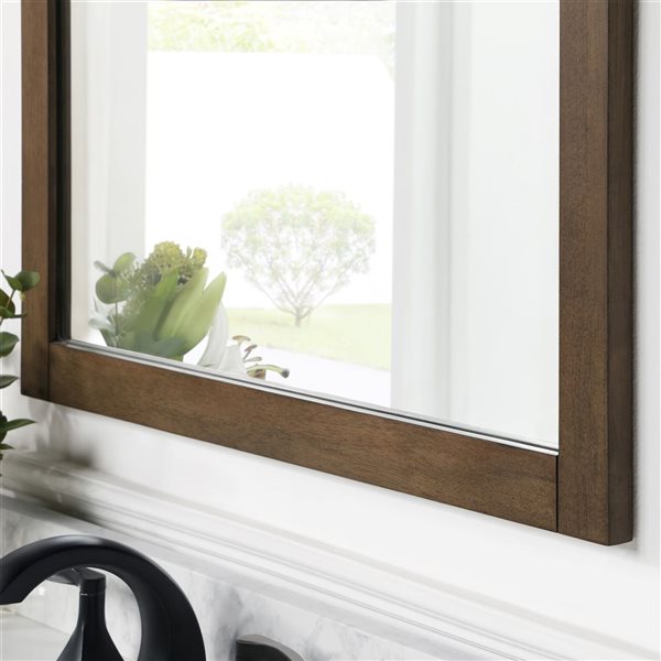 Miroir mural encadré Tahoe par OVE Decors latté aux amandes, 28 po l. x 36 po h.