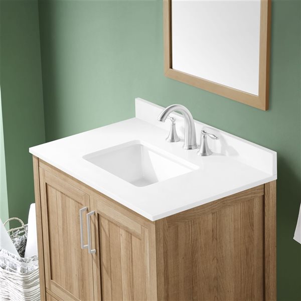 OVE Decors Kansas 36-in W x 19-in D x 34-in H Single Sink Bath Vanity in White Oak w/White Engineered Stone Top