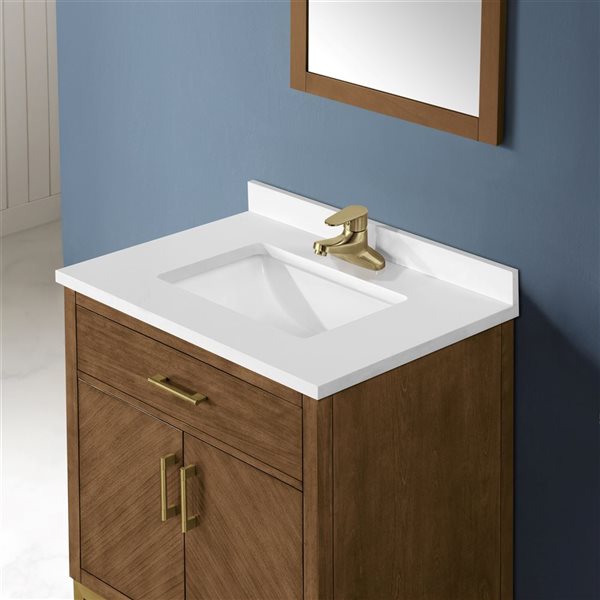 OVE Decors Diya 30-in W x 22-in D x 34-in H Single Sink Bath Vanity in Macchiato with White Engineered Stone Top