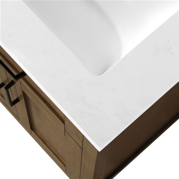 OVE Decors Tahoe Duo 48-in W x 21-in D x 35-in H Double Sink Bath Vanity in Almond Latte w/ White Engineered Marble Top