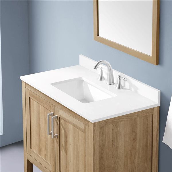 OVE Decors Vegas 36-in W x 19-in D x 34-in H Single Sink Bath Vanity in White Oak w/ White Engineered Stone Top