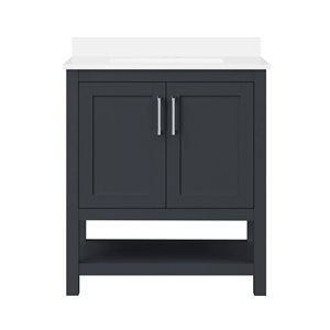 OVE Decors Vegas 30-in W x 19-in D x 34-in H Single Sink Bath Vanity in Dark Charcoal w/ White Engineered Stone Top