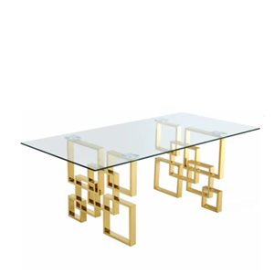 Plata Import Diva Gold Glass Dining Table