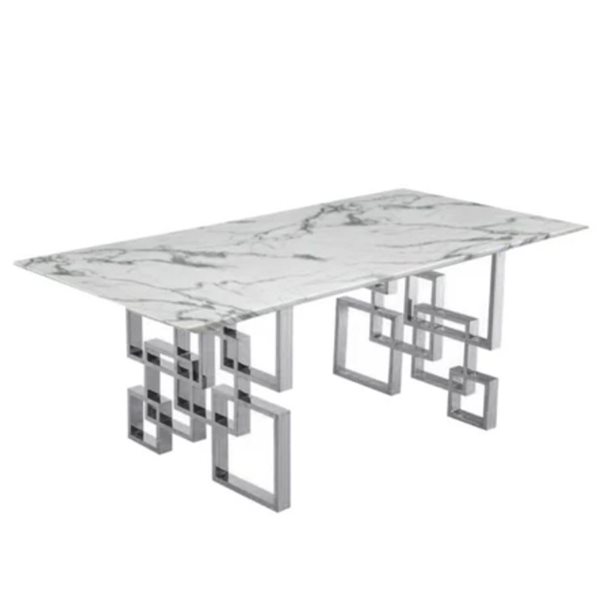 Plata Import Diva Silver Glass Dining Table