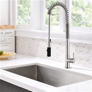 Dornberg High Arc 360 Swivel 1-Handle Kitchen Faucet with Pull Out Sprayer - Brushed Nickel