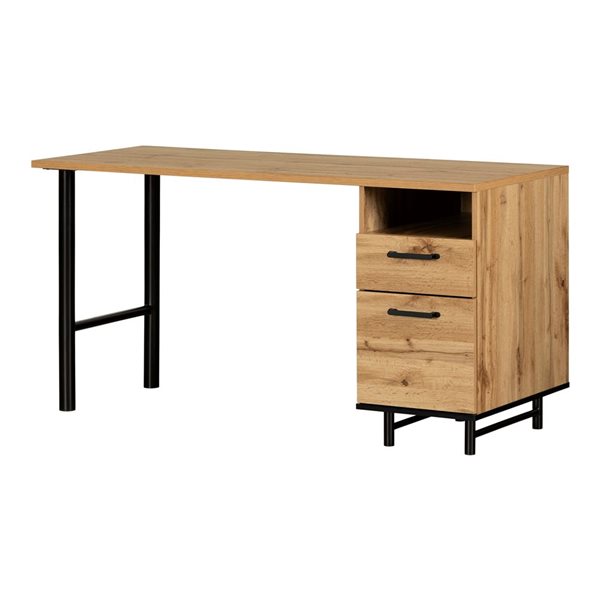 South Shore Ezra Nordik Oak 59.5-in Computer Desk with 2 Drawers