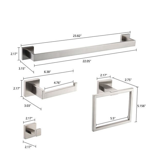 Dornberg 5-Piece Bath Hardware Set - Brushed Nickel