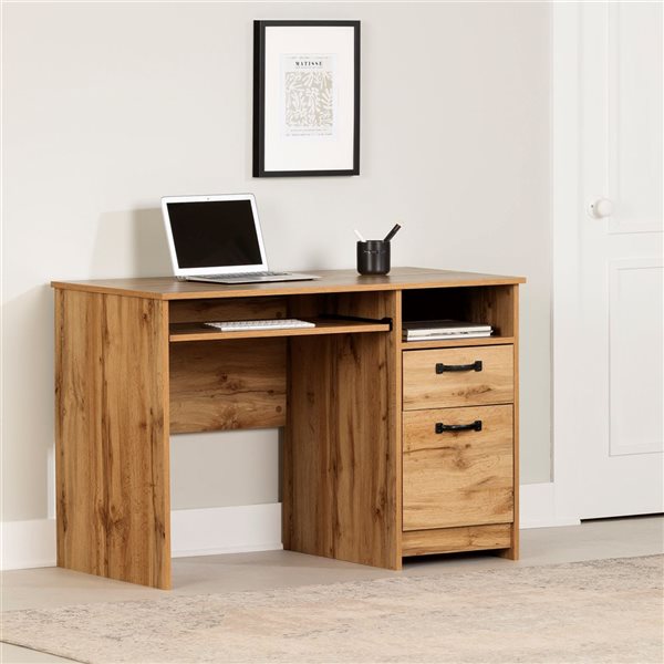 Bureau de travail avec tirette pour clavier Tassio de South Shore Chêne nordique 44.5-po