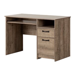 South Shore Tassio Weathered Oak 44.5-in Computer Desk with Keyboard Tray