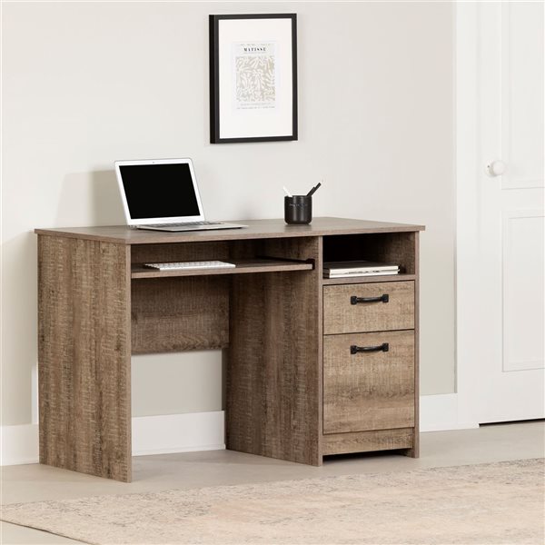 Bureau de travail avec tirette pour clavier Tassio de South Shore Chêne vieilli 44.5-po