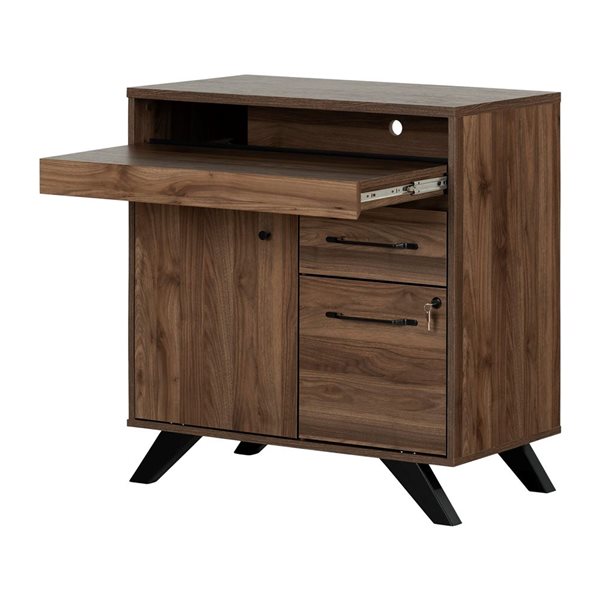 South Shore Flam Natural Walnut 33-in Multi-Function Secretary Desk