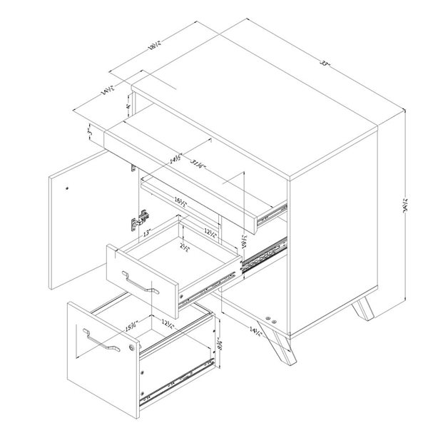 Bureau secrétaire multifonctions Flam de South Shore Noyer naturel 33-po