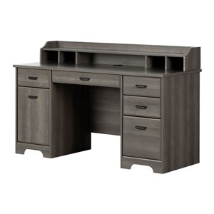 South Shore Versa Gray Maple 59.5-in Computer Office Desk with Power Bar