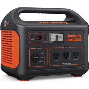 Jackery Explorer 1000 Portable Power Station, 1002Wh Capacity with 3 x 1000W AC Outlets