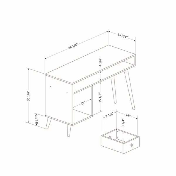 Bureau de travail en bois Kodali de South Shore Bois naturel 39.25-po