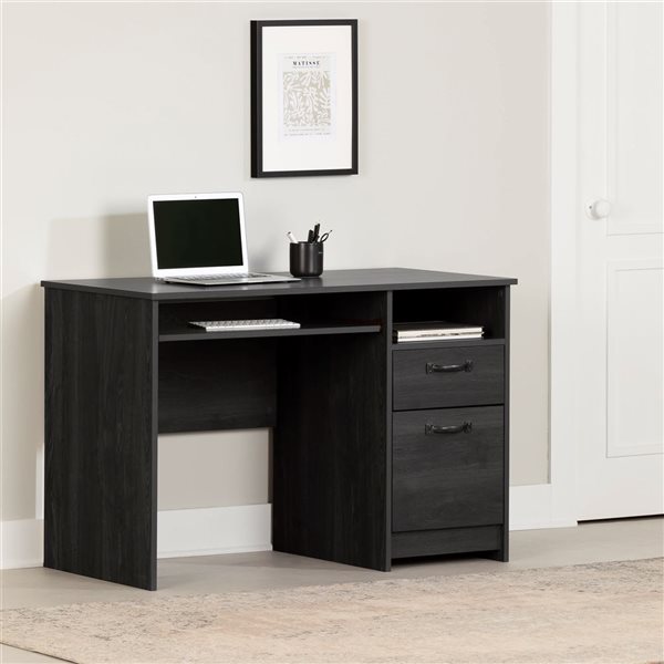 Bureau de travail avec tirette pour clavier Tassio de South Shore Chêne gris 44.5-po