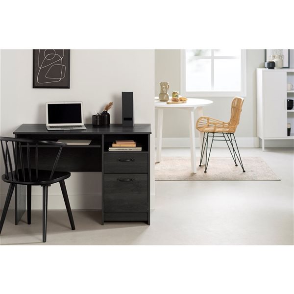 Bureau de travail avec tirette pour clavier Tassio de South Shore Chêne gris 44.5-po