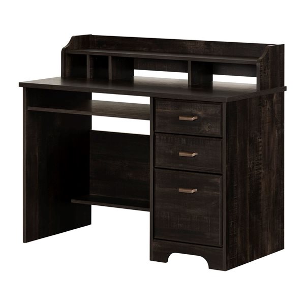 South Shore Versa Rubbed Black 44.5-in Computer Office Desk with Hutch