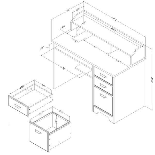 South Shore Versa Rubbed Black 44.5-in Computer Office Desk with Hutch