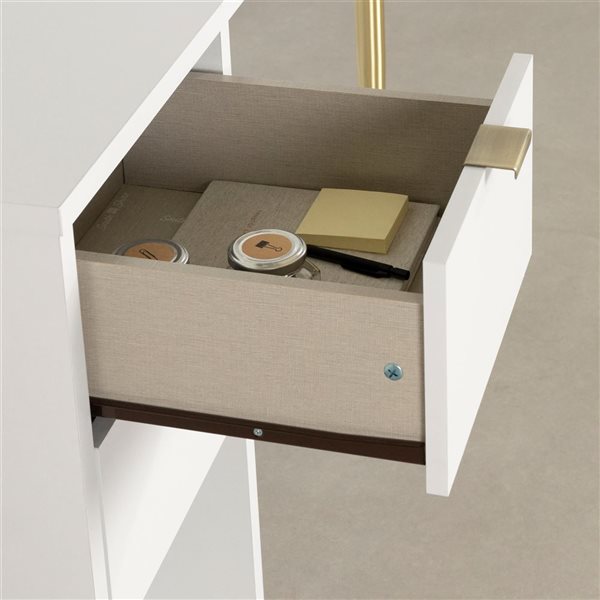 Bureau de travail avec barre d'alimentation intégrée Amyra de South Shore Blanc solide 47.5-po