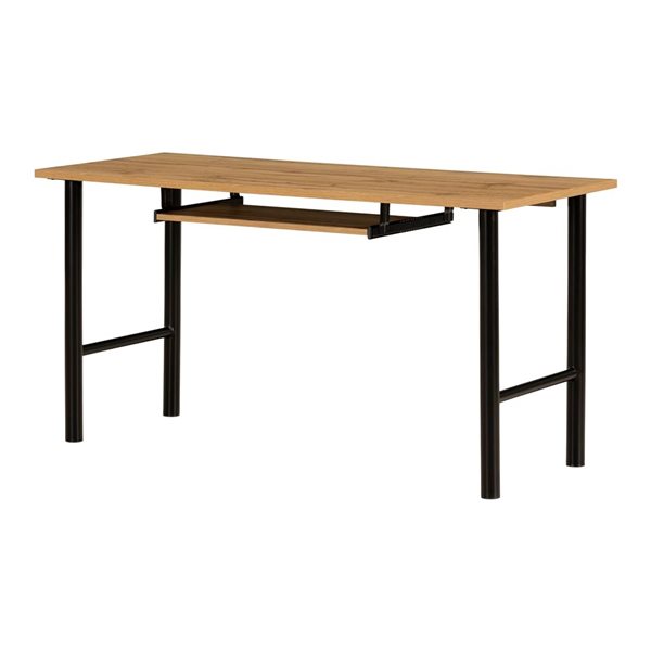 Bureau de travail avec support à clavier Ezra de South Shore Chêne nordique 59.5-po