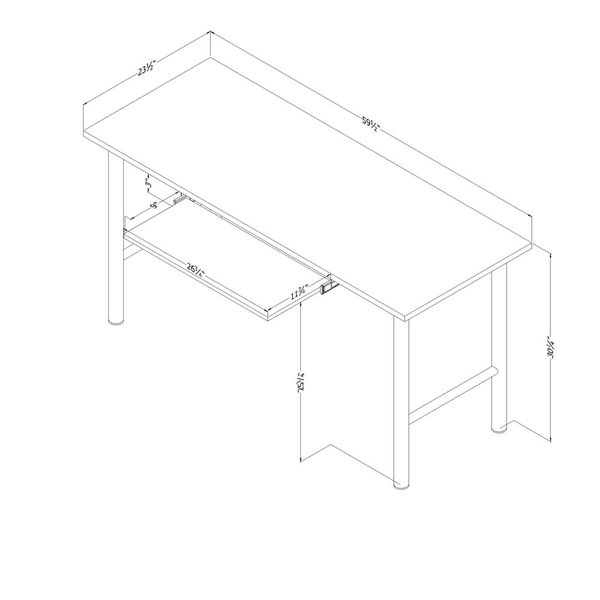 South Shore Ezra Nordik Oak 59.5-in Desk with Keyboard Tray