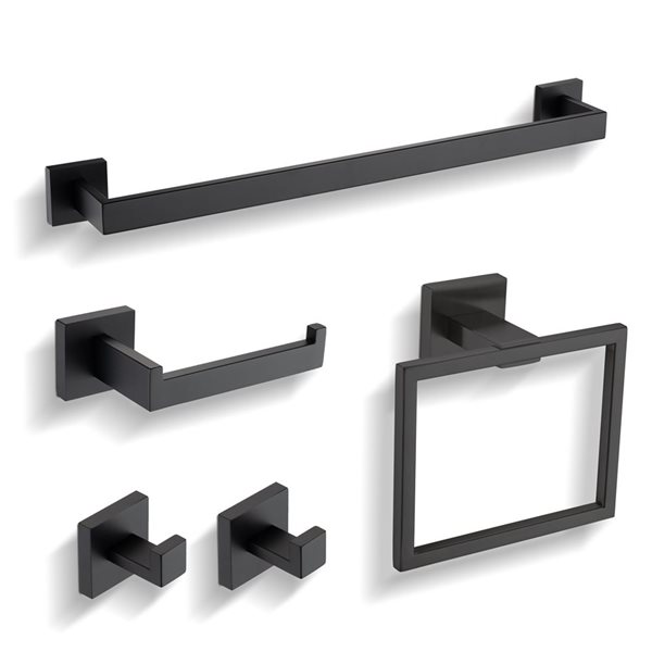 Dornberg 5-Piece Bath Hardware Set - Matte Black
