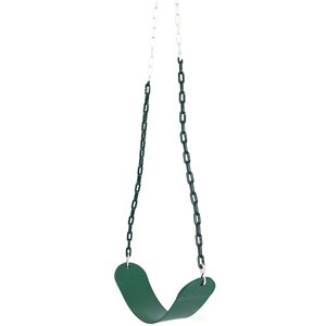 PLAYBERG Heavy Duty Flexible Green Belt Swing with Coated Metal Chain