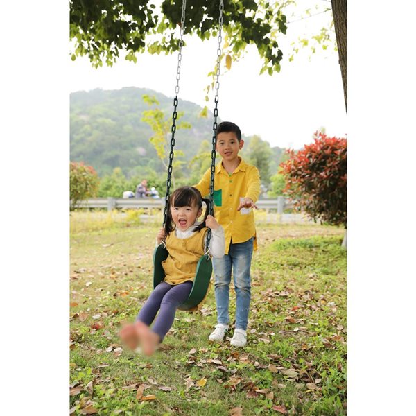 PLAYBERG Heavy Duty Flexible Green Belt Swing with Coated Metal Chain