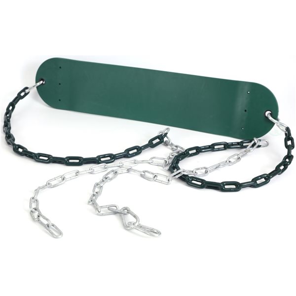 PLAYBERG Heavy Duty Flexible Green Belt Swing with Coated Metal Chain