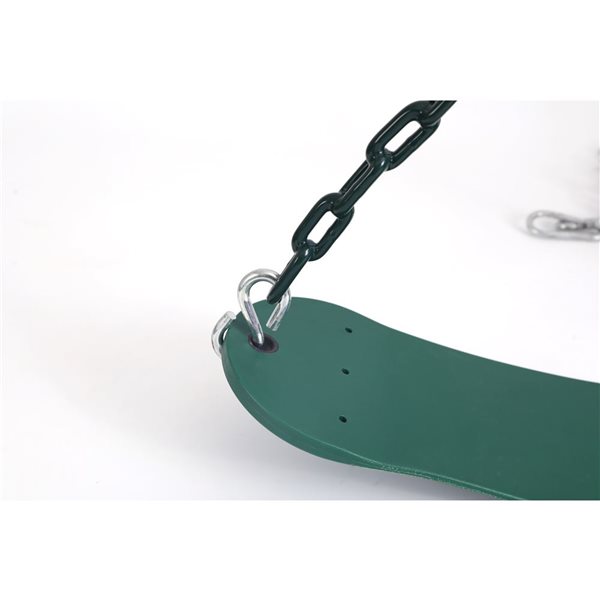 PLAYBERG Heavy Duty Flexible Green Belt Swing with Coated Metal Chain